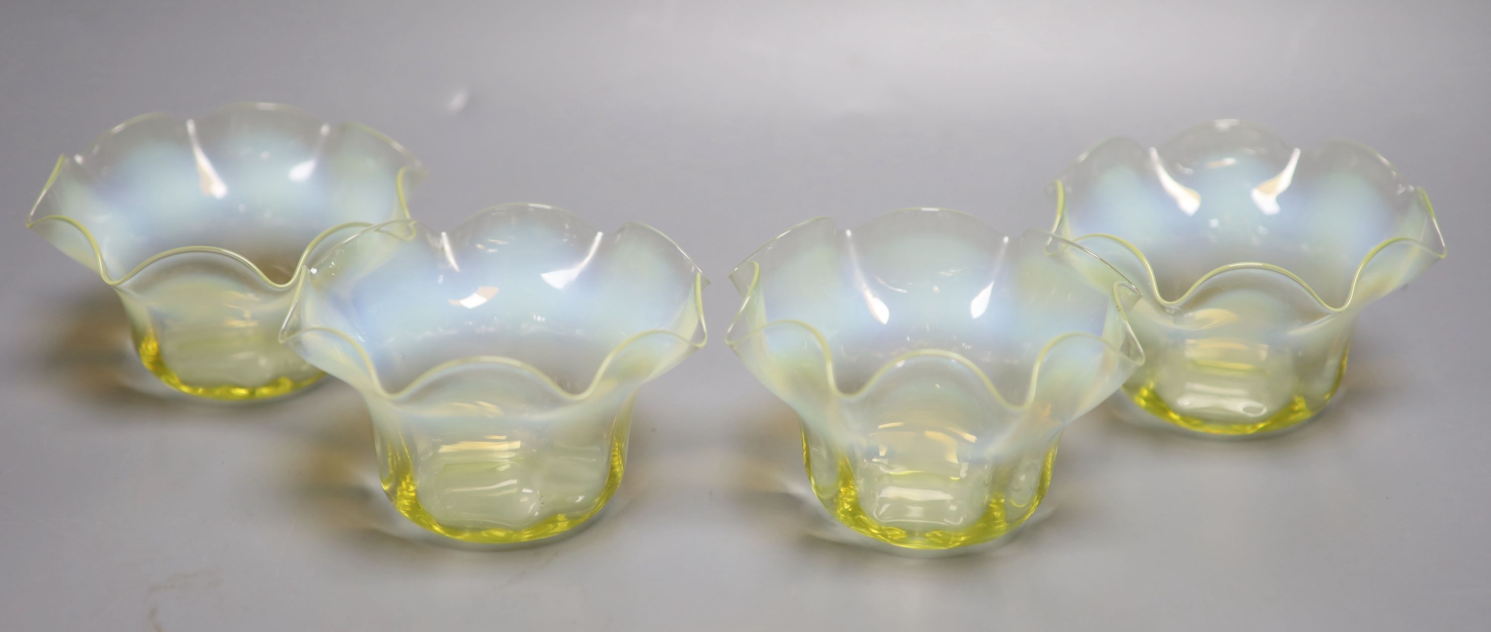 Four Edwardian vaseline finger bowls